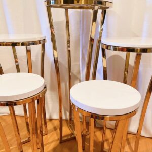 Gold Concave Base Plinth with White Top