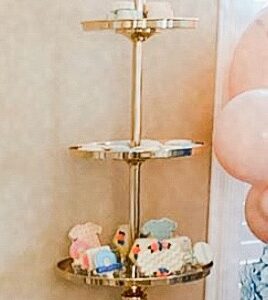 Gold 3 Tier Mirror Top Food Stand