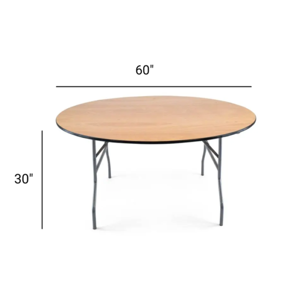 60" Round Wood Banquet Table - Image 2